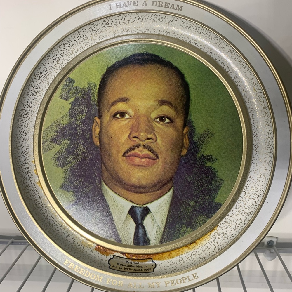 Vintage Collectible Martin Luther King, Jr. 11.5” Eulogy metal plate.